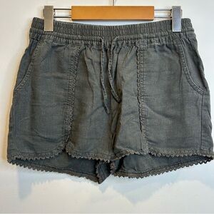 Susina Linen Blend Drawstring Pull On Shorts Grey